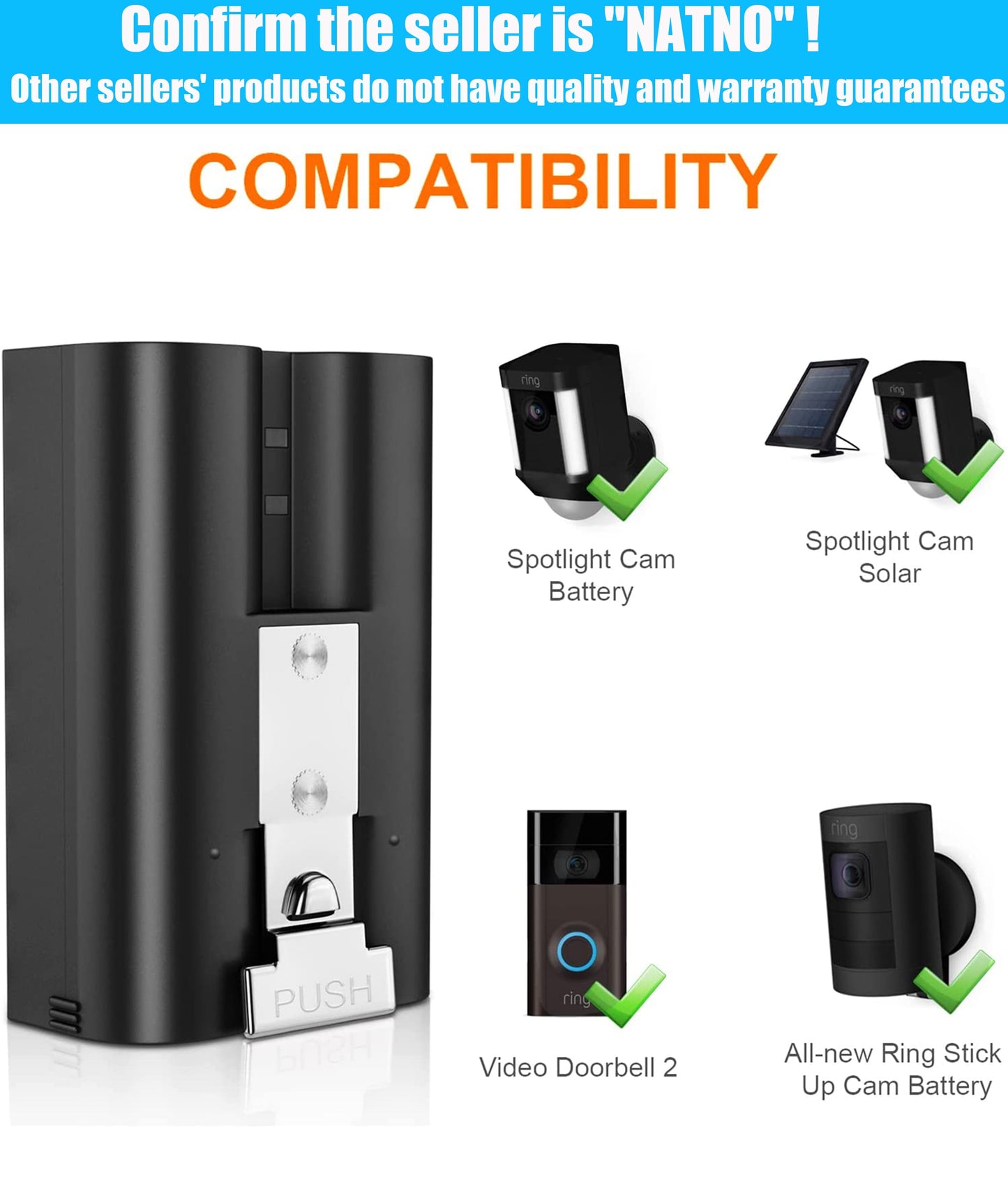 2-Pack 6040Mah Rechargeable 3.65V Battery Compatible with Video Rings Doorbell Camera Battery for 2/3/3Plus/4 Spotlight Camera, Stick up Camera and Peephole Camera