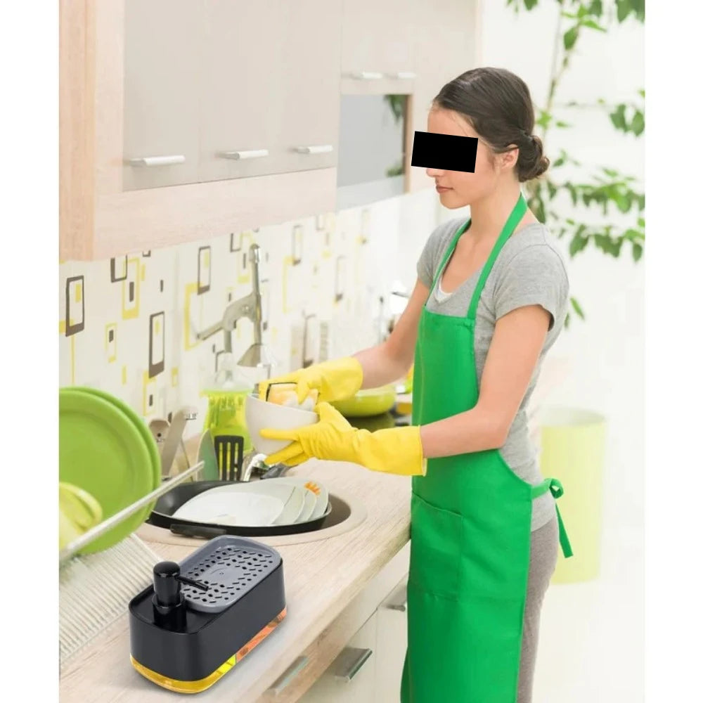 Hand and Soap Dispenser Set for Kitchen, Dual with Sponge Holder, 3-In-1 Countertop Pump for Kitchen Sink, Useful Gadgets