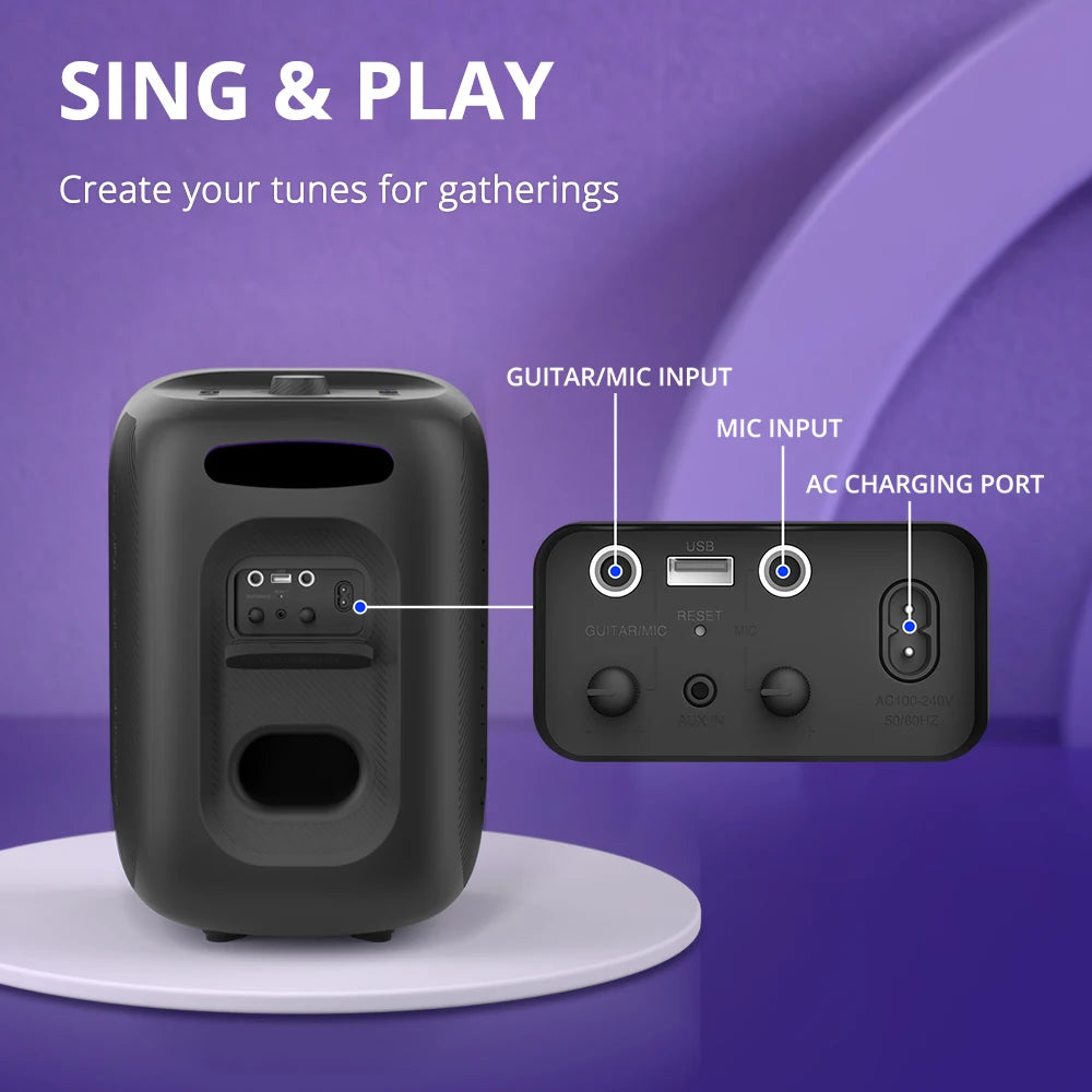 Halo 200 Speaker Bluetooth Speaker with 3 Way Sound System, 120W, Built-In/Wired Mic, Guitar Input, APP Control