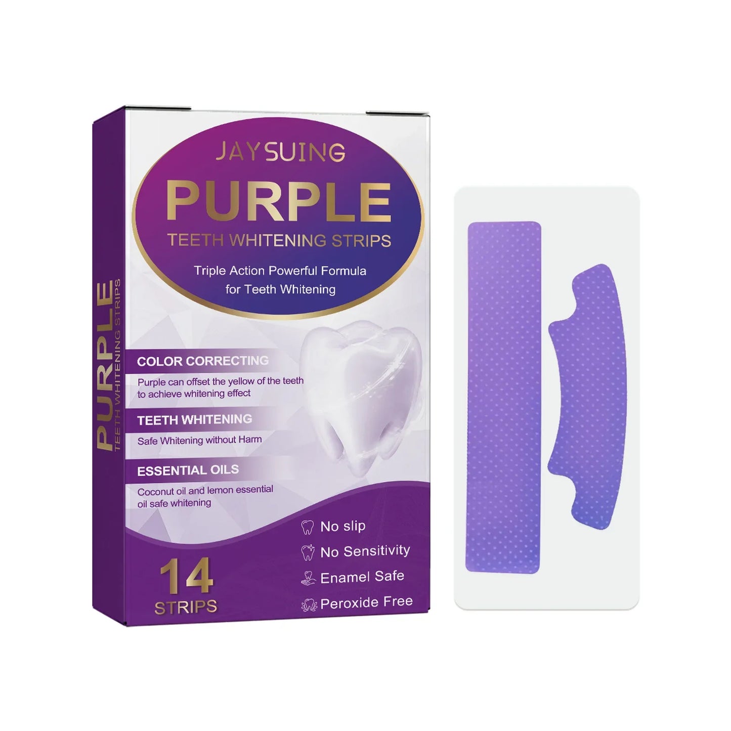 14Pcs Teeth Whitening Strips Purple Oral Fresh Breath Remove Yellow Cleaning Dental Bleaching Tooth Whitener Patches