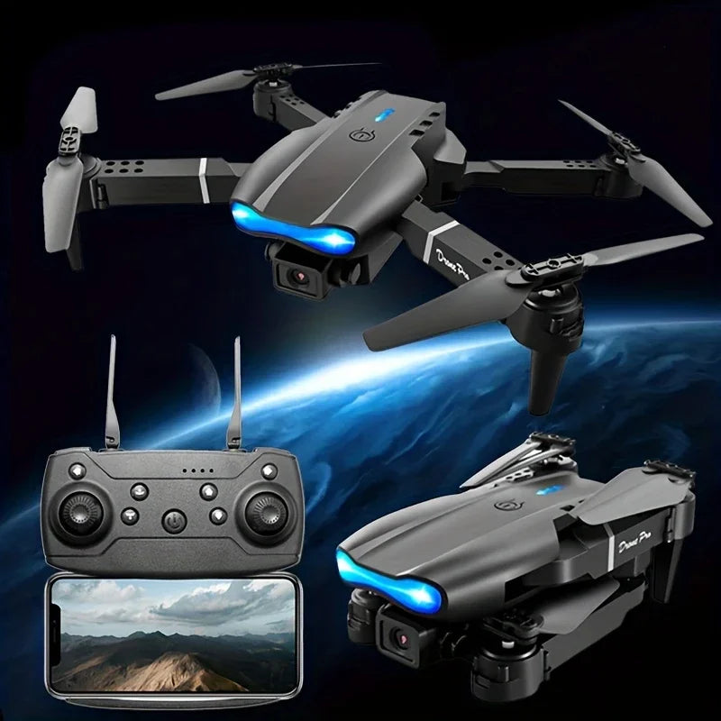 Mini Foldable RC Quadcopter E99 - Dual Camera Aerial Drone with 4K HD, Hold Mode & LED Lights | WIFI Remote Control Toy
