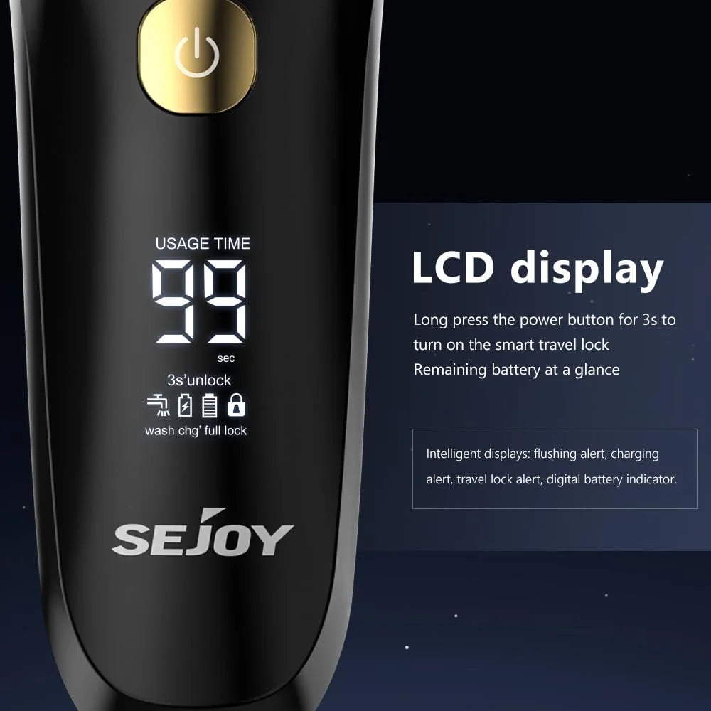 Electric Razor for Men Foil Shaver with 3-Blade Edge Shaving Area, 7500 RPM High Speed Motor Digital Power Display Mens El