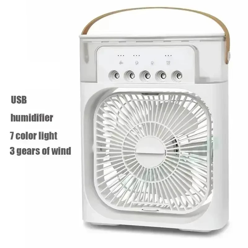 Portable 3 in 1 Air Conditioner Fan USB Plug with 3 Spray Speeds Electric Small Air Cooler LED Night Light Humidifier for Home