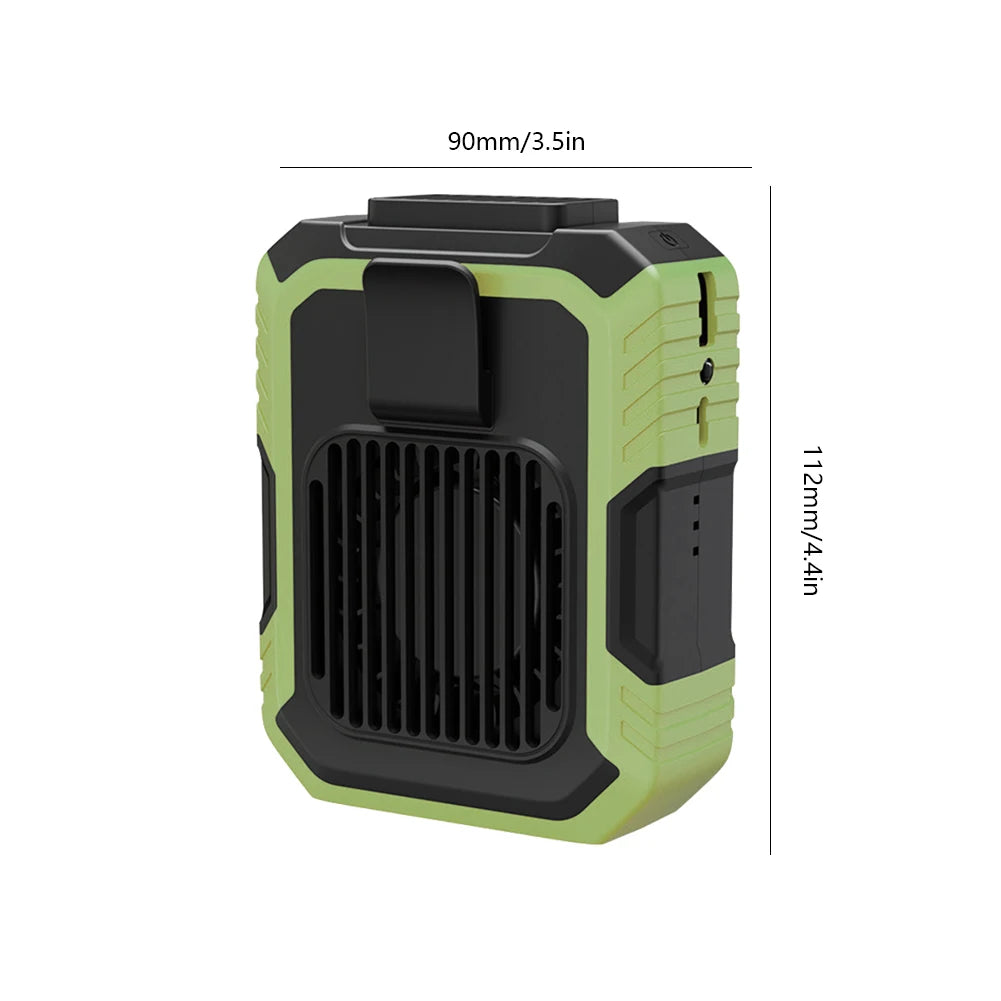 Waist Clip Fan Portable Mini Hanging Neck Fan USB Rechargeable Fan Small Outdoor Camping Waist Fan with Power Bank LED Light