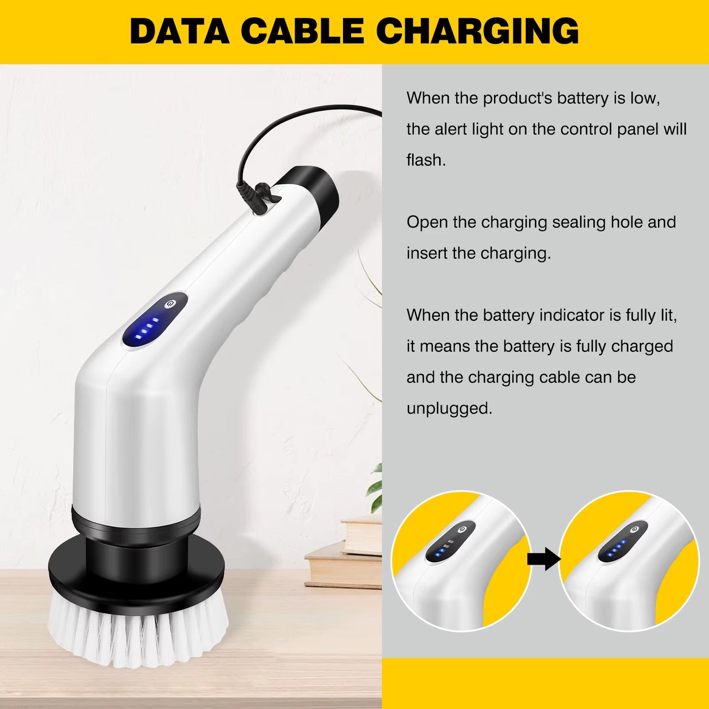 3-In-1 Electric Spin Scrubber - IPX7 Waterproof, 3 Brush Heads, 2 Speeds for Bathroom/Kitchen/Tile/Car Cleaning