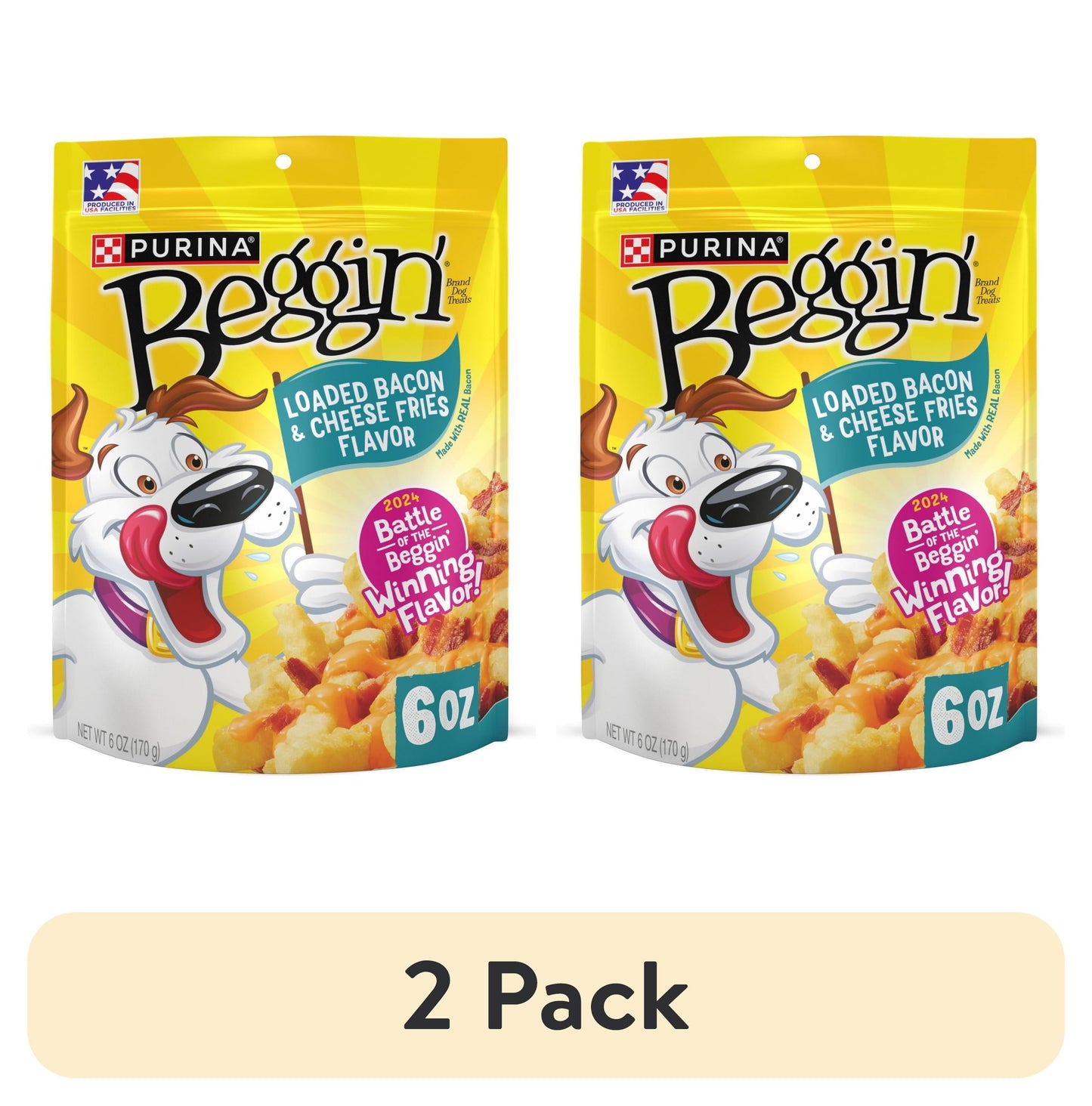 (2 Pack) Beggin’ Loaded Bacon and Cheese Fries Flavor Treats for Dogs
