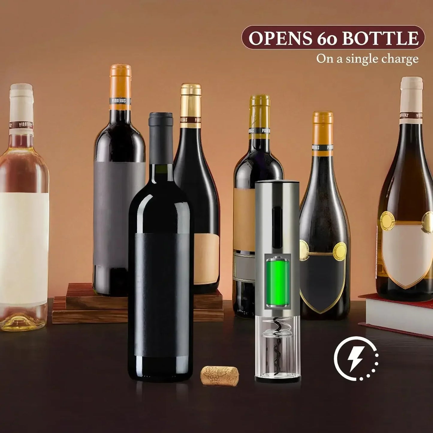 Electric Wine Opener Rechargeable Set, Automatic Electric Wine Opener with Stand with Foil Cutter, Pourer, Vacuum Stopper Nurse