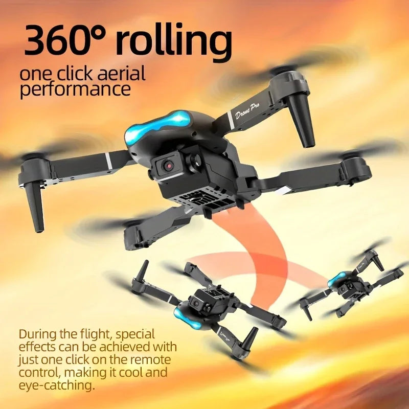 Mini Foldable RC Quadcopter E99 - Dual Camera Aerial Drone with 4K HD, Hold Mode & LED Lights | WIFI Remote Control Toy