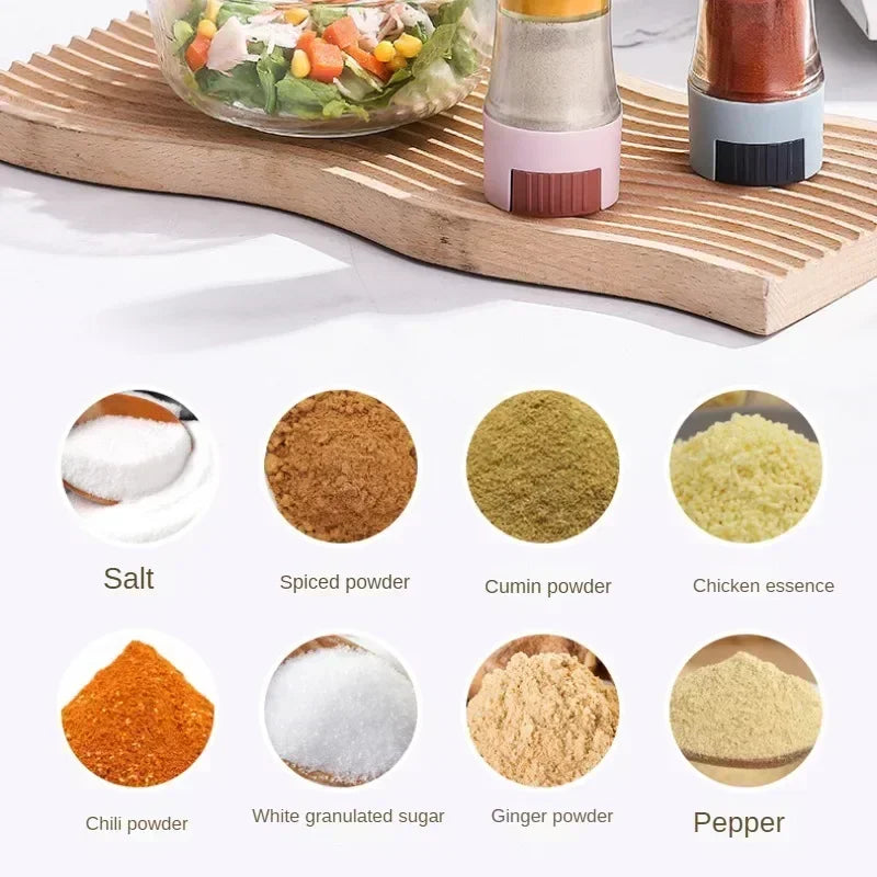 0.5G Metering Salt Shaker Press Type Dispenser Double-Headed Sugar Spice Pepper Seasoning Bottle Quantitative Sprinkle Salt Tool