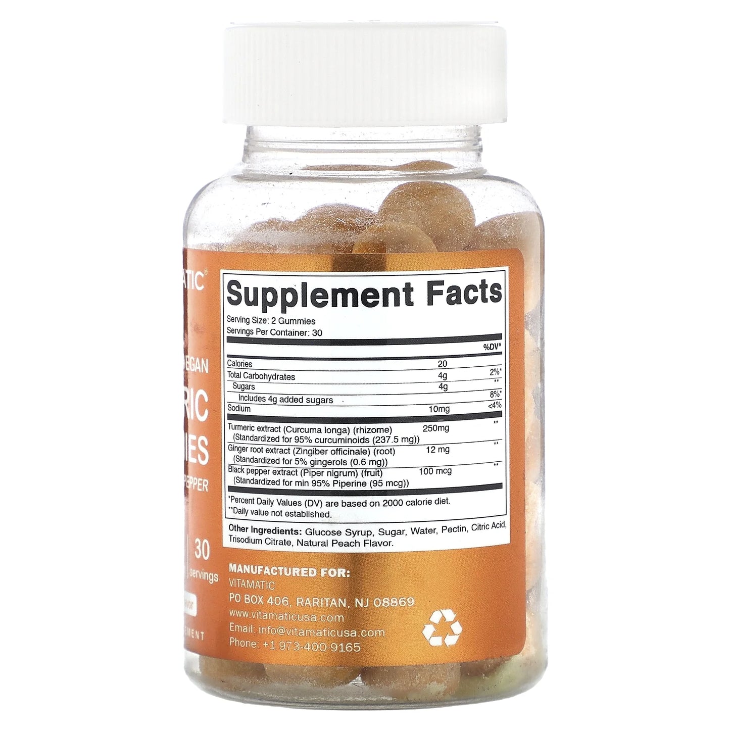 Turmeric Gummies with Ginger & Black Pepper Extract - 95% Curcuminoids - 60 Vegan Gummies