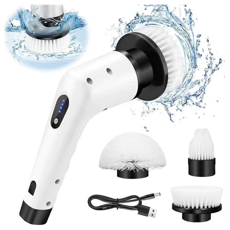 3-In-1 Electric Spin Scrubber - IPX7 Waterproof, 3 Brush Heads, 2 Speeds for Bathroom/Kitchen/Tile/Car Cleaning