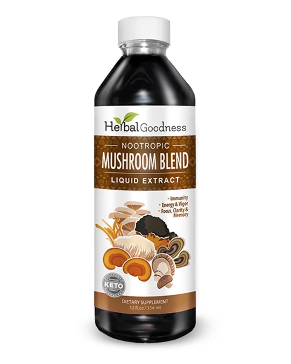 Mushroom Supplements Blends Liquid Extract with Reishi, Lion'S Mane, Chaga, Turkey Tails - Organic Lions Mane Nootropic Brain Supplements for Memory and Focus - 12Oz |