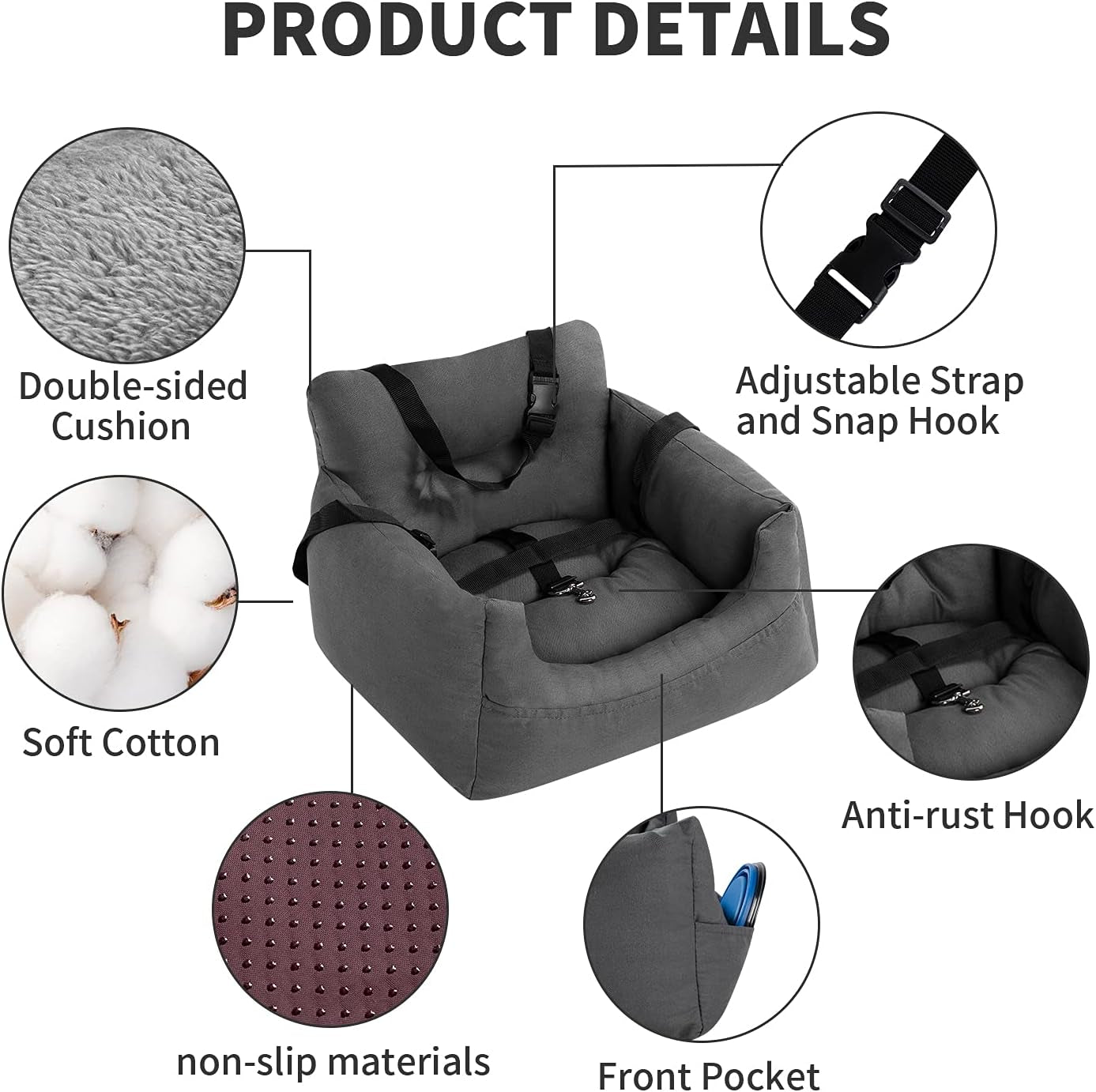 Dog Car Seat,Pet Booster Seat Dog Bed Pet Travel Safety Car Seat with Storage Pocket for Small Dogs or Cats