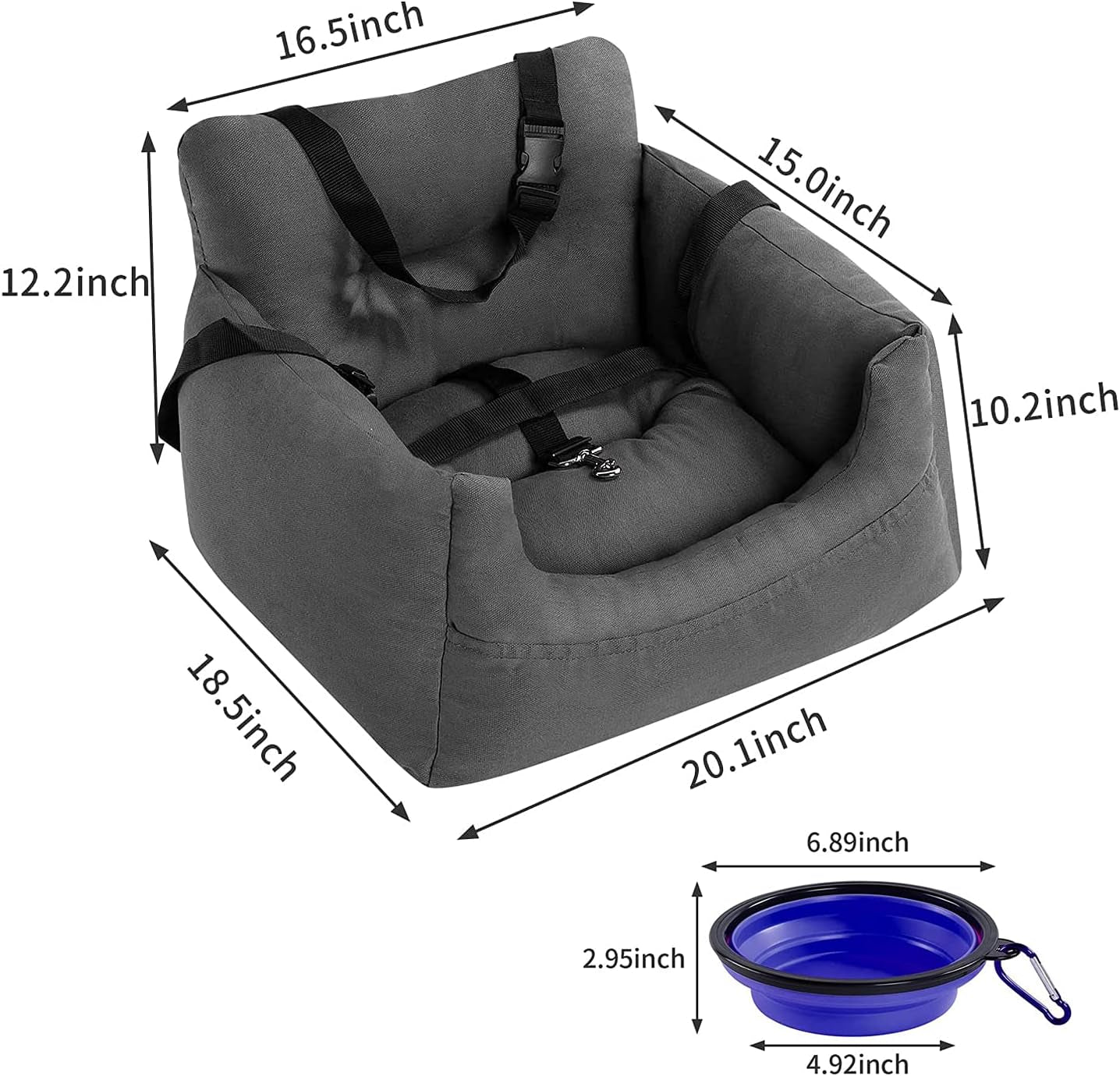 Dog Car Seat,Pet Booster Seat Dog Bed Pet Travel Safety Car Seat with Storage Pocket for Small Dogs or Cats
