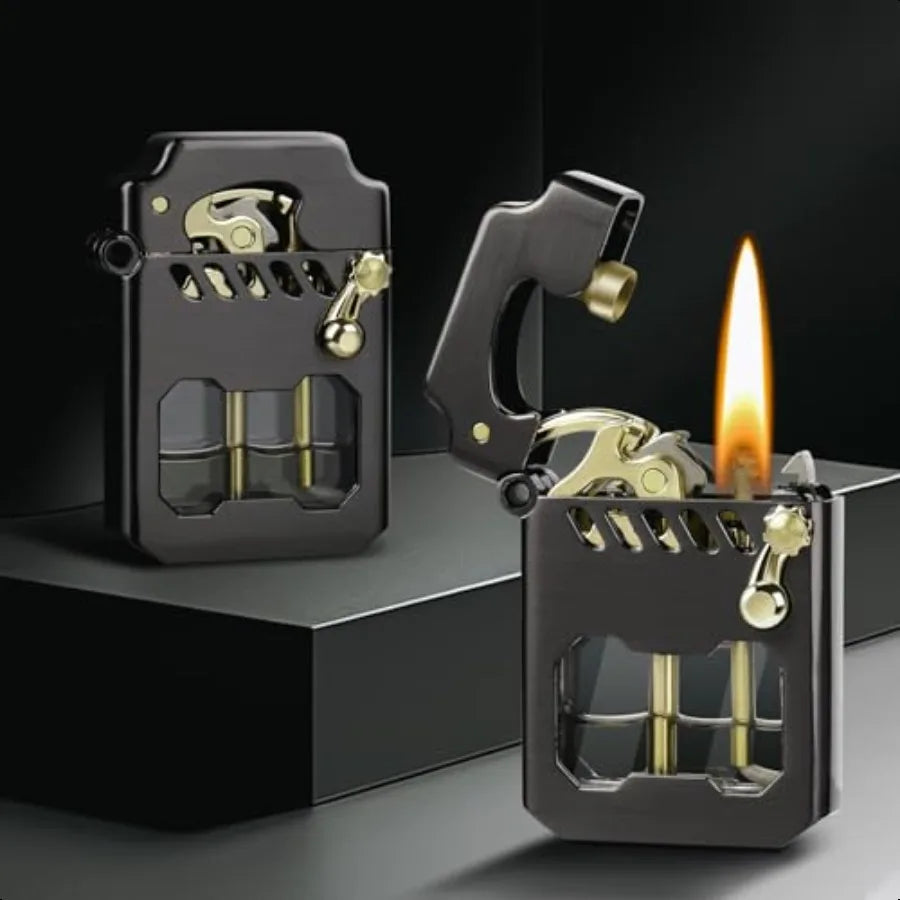 Lighter Cool Trench Lighter Mecha Metal Rocker Lighters Windproof Refillable Kerosene Lighters with Unique Transparent Visible