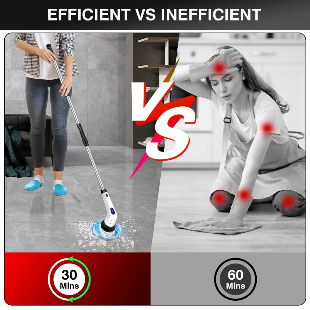 BRIEFNESS Cordless Electric Cleaning Brush 10-In-1 Multifunctional Spin Scrubber Kitchen Bathroom Cleaning Brush Rotary Cleaners