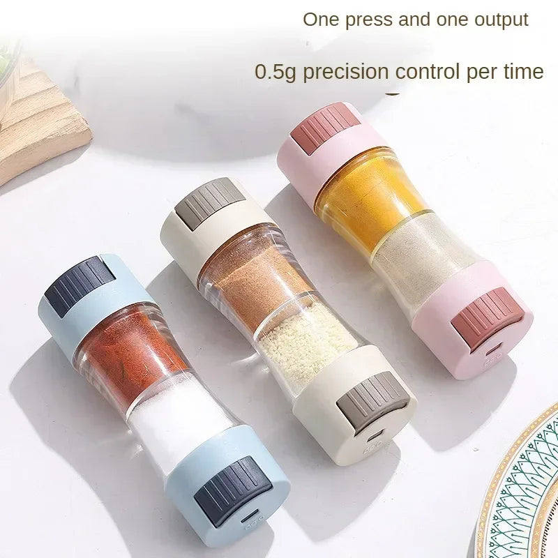0.5G Metering Salt Shaker Press Type Dispenser Double-Headed Sugar Spice Pepper Seasoning Bottle Quantitative Sprinkle Salt Tool