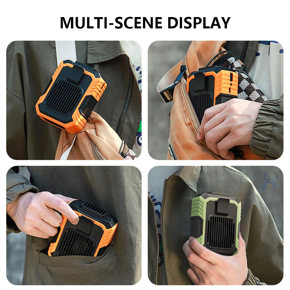 Waist Clip Fan Portable Mini Hanging Neck Fan USB Rechargeable Fan Small Outdoor Camping Waist Fan with Power Bank LED Light