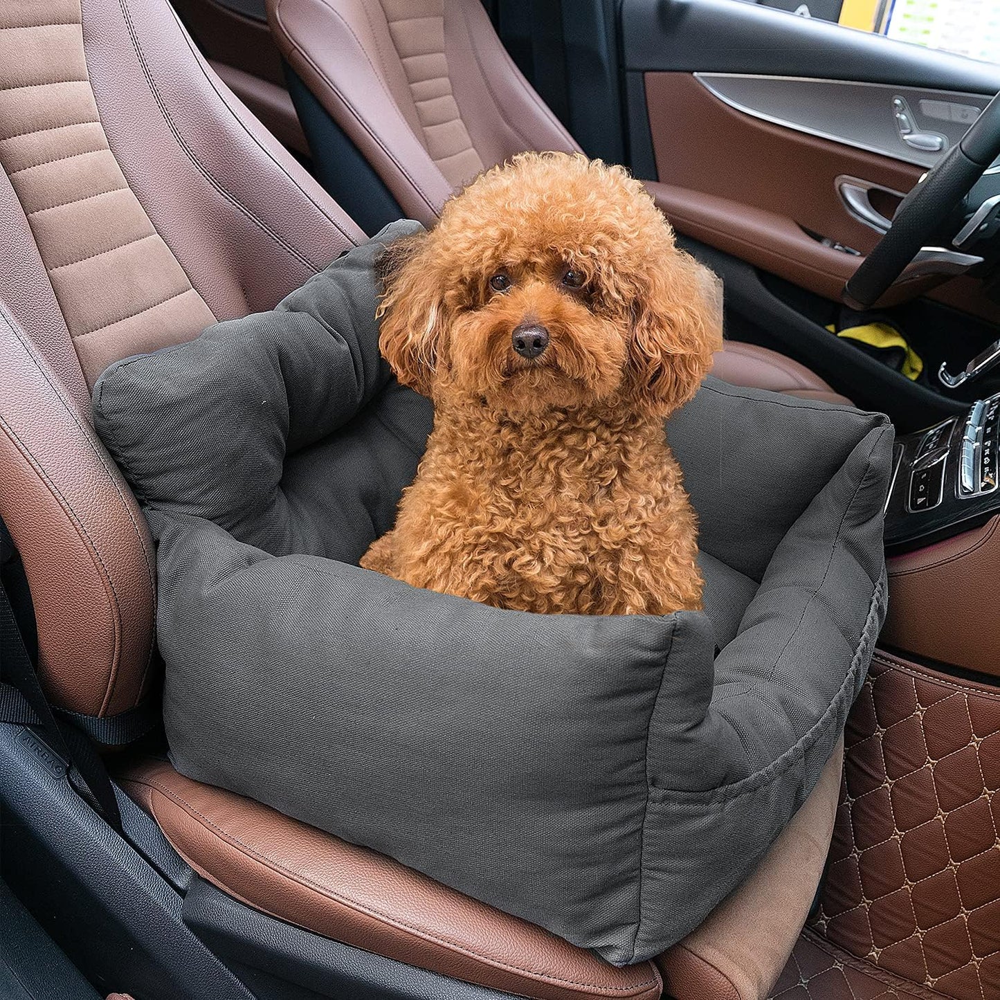 Dog Car Seat,Pet Booster Seat Dog Bed Pet Travel Safety Car Seat with Storage Pocket for Small Dogs or Cats