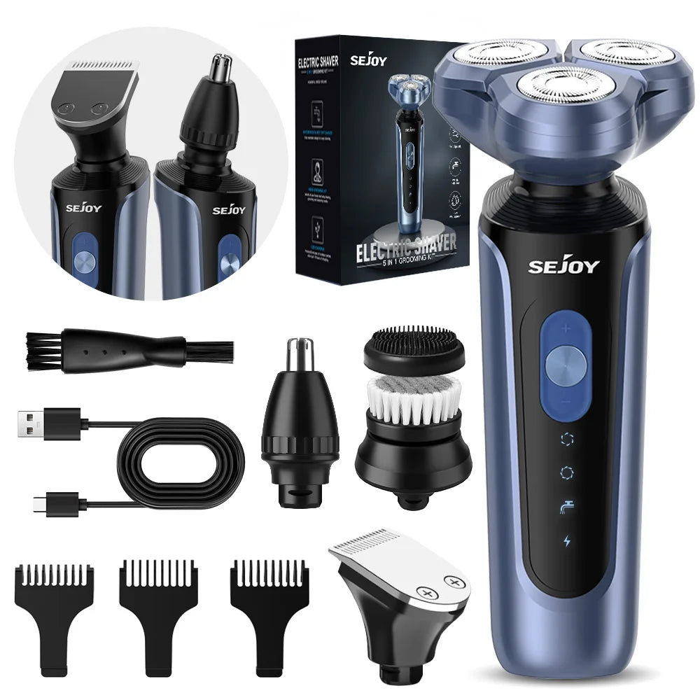 Electric Razor for Men Foil Shaver with 3-Blade Edge Shaving Area, 7500 RPM High Speed Motor Digital Power Display Mens El