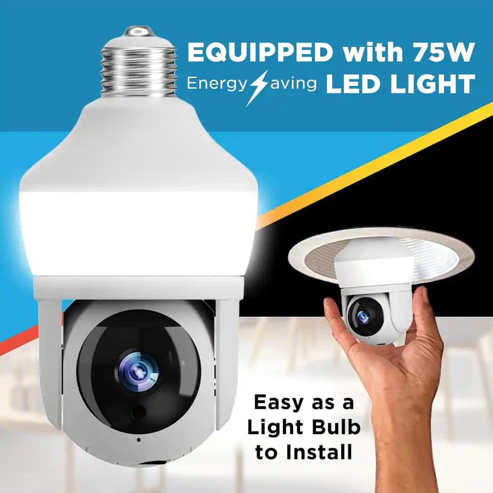 Motion Detecting 360-Degree Indoor/Outdoor Wi-Fi Home Security Camera with Light