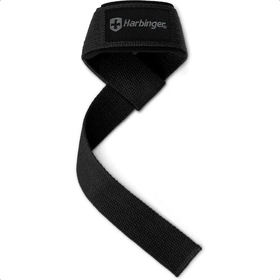 Harbinger Padded Cotton Lift Straps Soft Portive Neotek Wrist Pads 21.5 Length 1.5 Width Reinforced Edges Heavyduty Stitching C