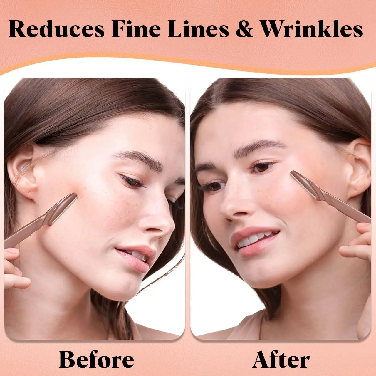 Dermaplaning Tool-12Pc Face Razors for Smooth Skin. Eyebrow Trimmer & Facial Hair Remover for Women & Men. Terracotta Design.