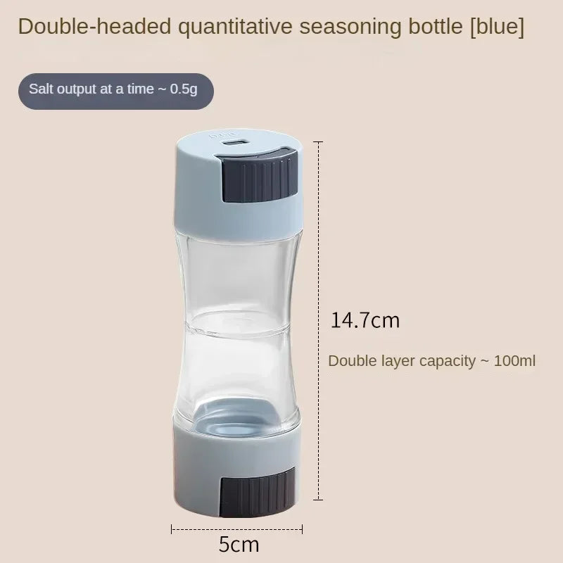 0.5G Metering Salt Shaker Press Type Dispenser Double-Headed Sugar Spice Pepper Seasoning Bottle Quantitative Sprinkle Salt Tool