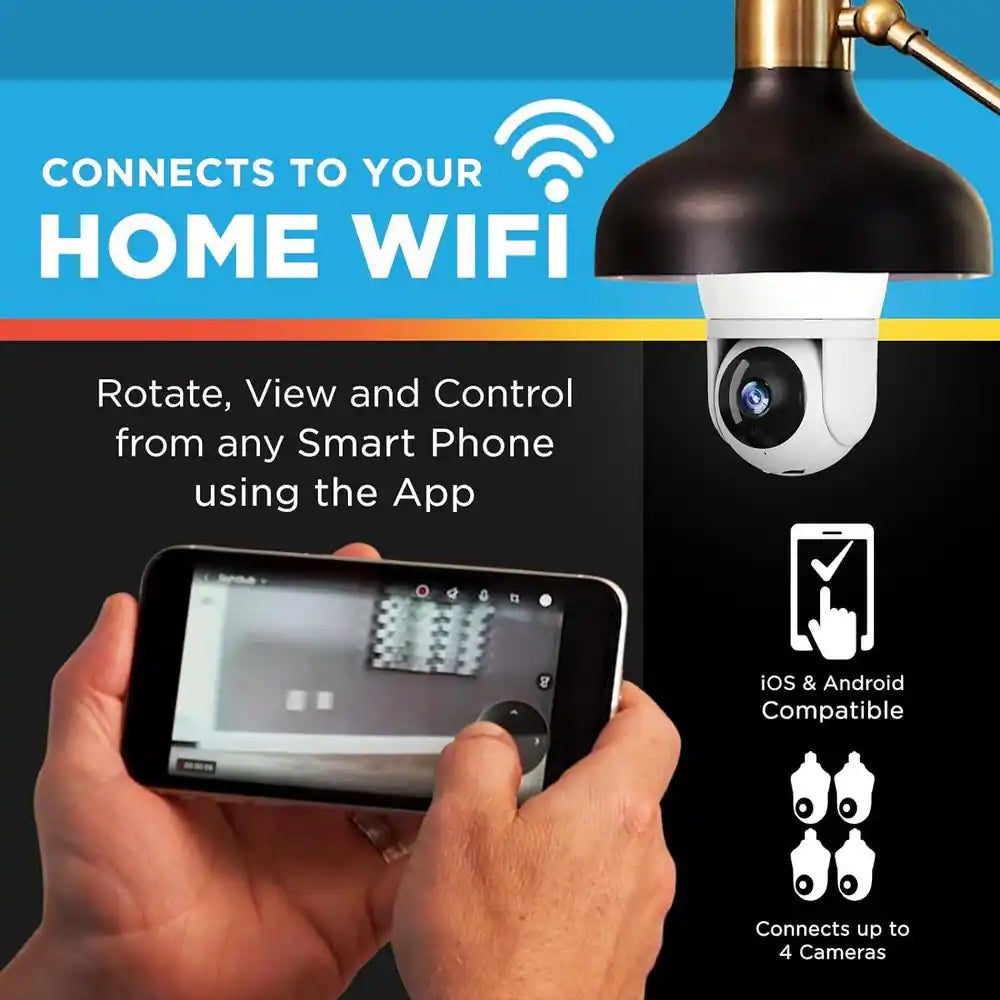 Motion Detecting 360-Degree Indoor/Outdoor Wi-Fi Home Security Camera with Light