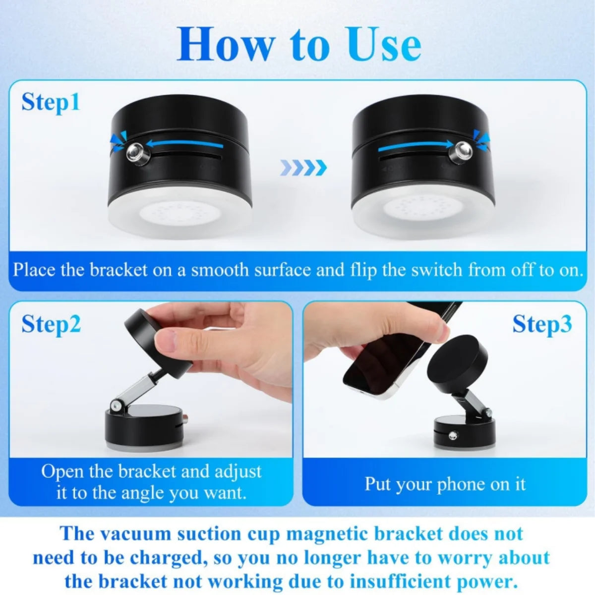 Cell Phone Holder Vacuum Magnetic Adsorption for Car Mount Convenient Folding Suction Cup Household Lazy Holder for Multi-Purpose Scenes