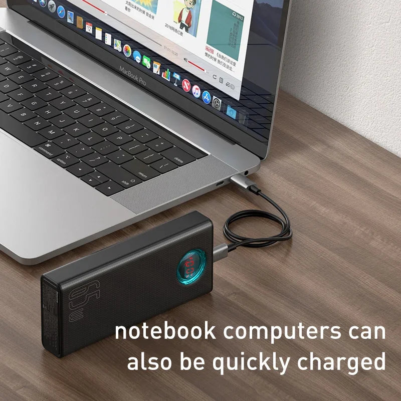 Power Bank 30000Mah 65W PD3.0 Quick Charging 3.0 FCP SCP Portable External for Iphone 14 12 13 Laptop Tablet Power Bank