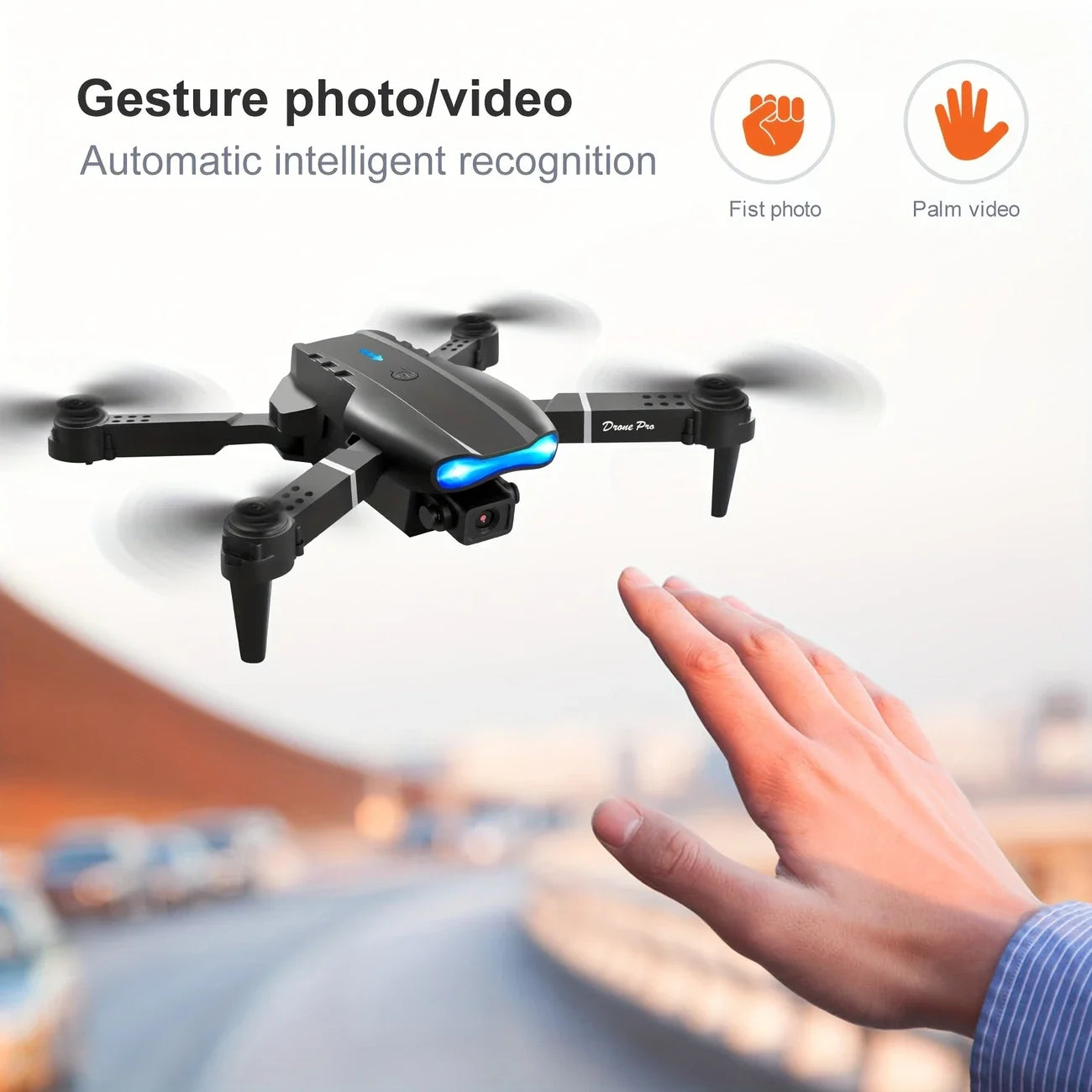 Mini Foldable RC Quadcopter E99 - Dual Camera Aerial Drone with 4K HD, Hold Mode & LED Lights | WIFI Remote Control Toy
