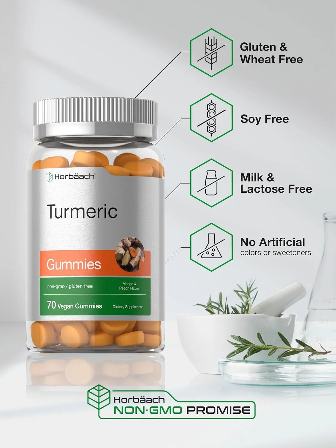 Turmeric Curcumin with Ginger Gummies | Mango & Peach Flavor for Men and Women | by