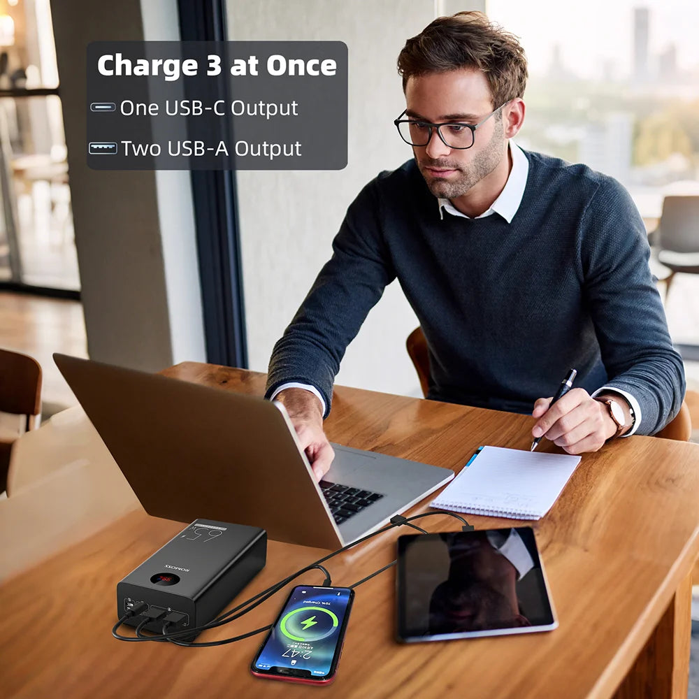 Power Bank 40000Mah 65W Super Fast Charging Portable Charger Powerbank for Macbook Pro Ipad Iphone Laptop Samsung Tablet