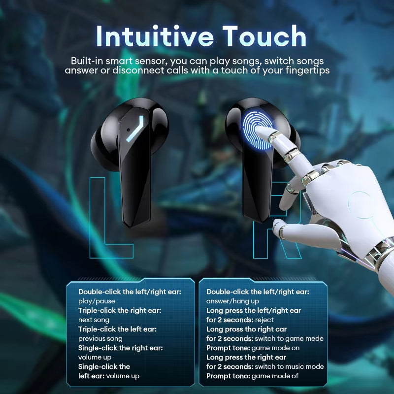 GM2 PRO MAX Bluetooth 5.4 Wireless Earphones LED Digital Display Waterproof Sport Earbuds Noise Cancelling Gaming Headset