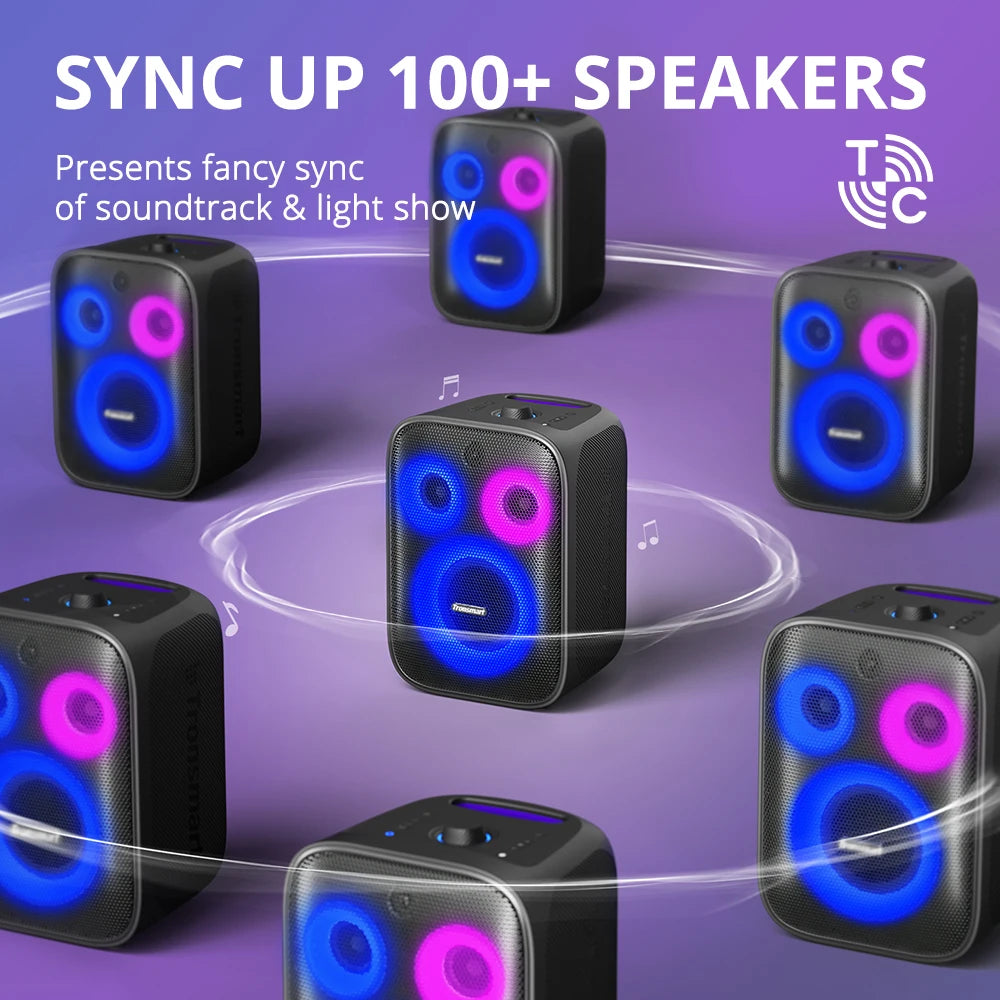 Halo 200 Speaker Bluetooth Speaker with 3 Way Sound System, 120W, Built-In/Wired Mic, Guitar Input, APP Control
