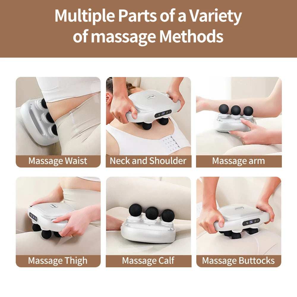 Handheld Deep Tissue Massagers Percussion Massage Gun 6-Head Back Massager for Muscle Relaxation in Back Leg Neck Shoulder Body