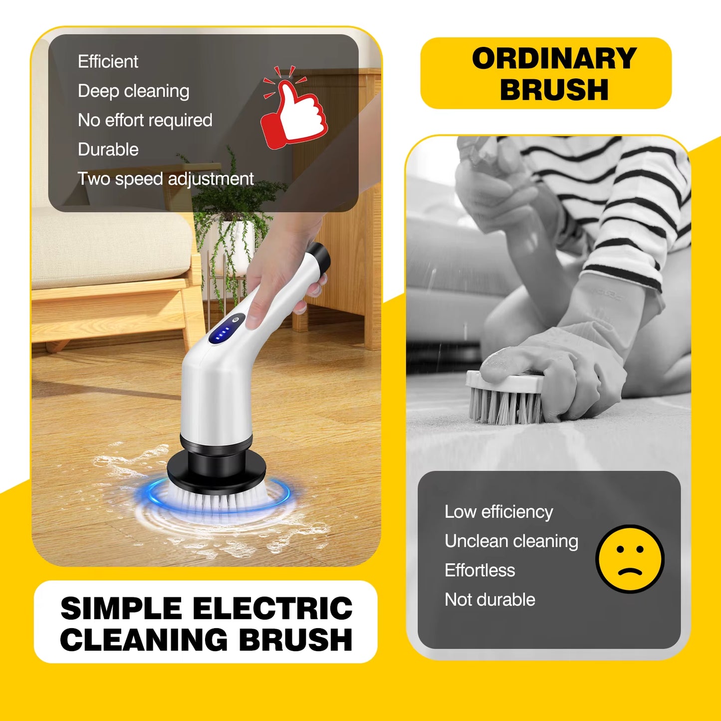 3-In-1 Electric Spin Scrubber - IPX7 Waterproof, 3 Brush Heads, 2 Speeds for Bathroom/Kitchen/Tile/Car Cleaning
