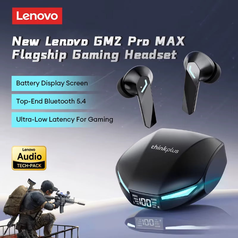 GM2 PRO MAX Bluetooth 5.4 Wireless Earphones LED Digital Display Waterproof Sport Earbuds Noise Cancelling Gaming Headset