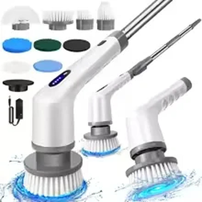 BRIEFNESS Cordless Electric Cleaning Brush 10-In-1 Multifunctional Spin Scrubber Kitchen Bathroom Cleaning Brush Rotary Cleaners