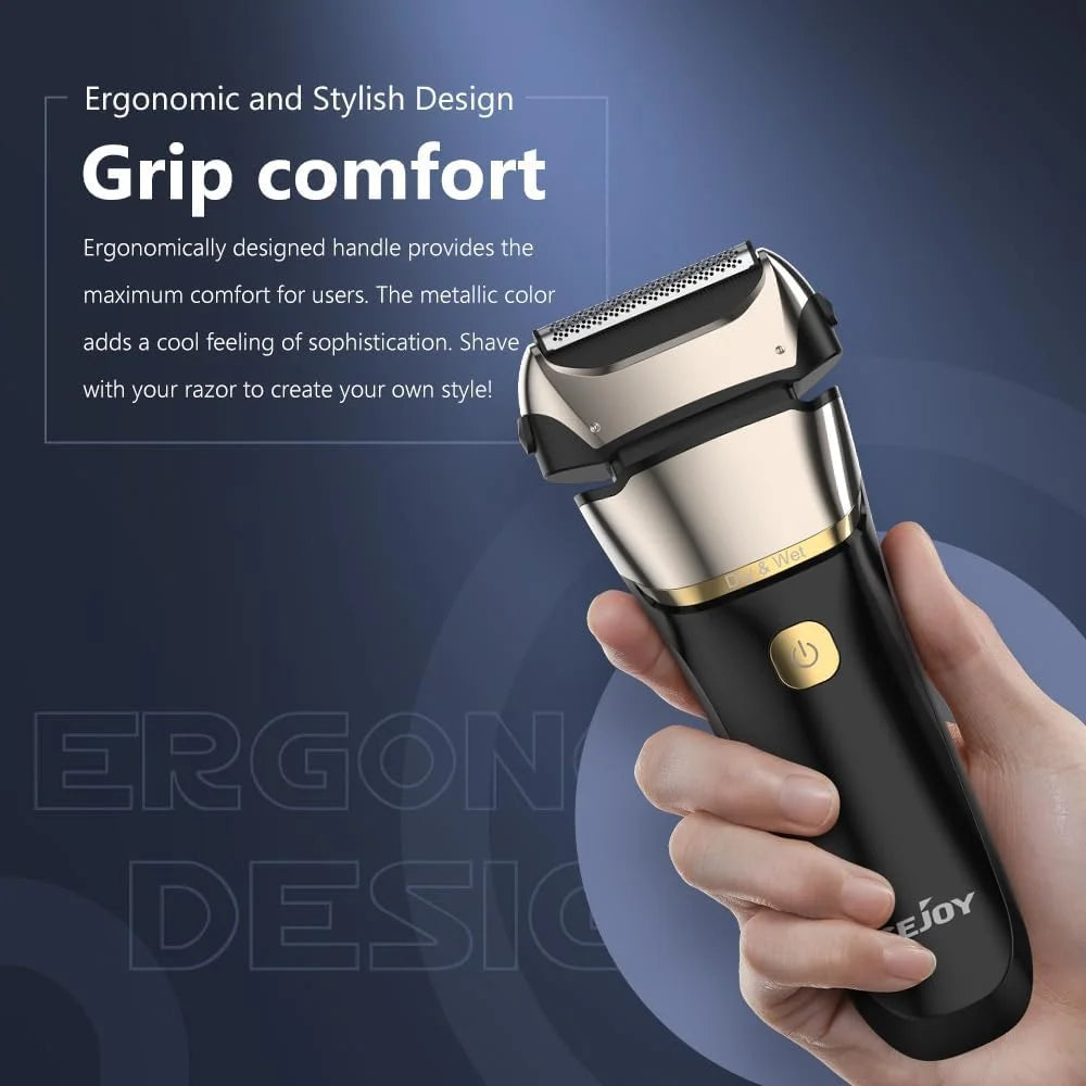 Electric Razor for Men Foil Shaver with 3-Blade Edge Shaving Area, 7500 RPM High Speed Motor Digital Power Display Mens El