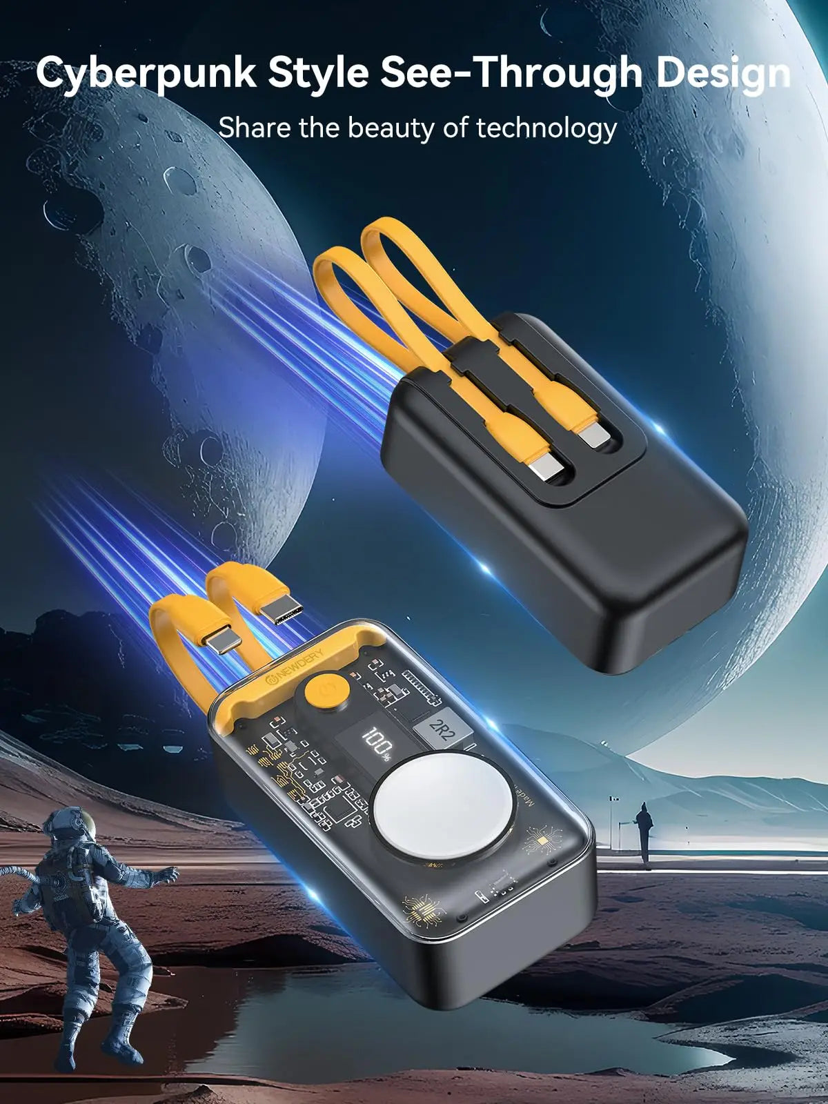 10000Mah Portable Charger for Apple Watch,Iphone,Samsung Power Bank Built-In Cables PD 20W Fast Charging Battery Pack