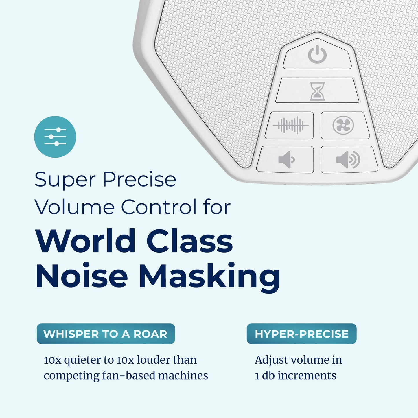 EVO White Noise Machine - Compact Sleep Sound Machine for Bedroom, Travel, Study & More - 22 Non-Looping Fan, White & Ocean Noise Variations - White