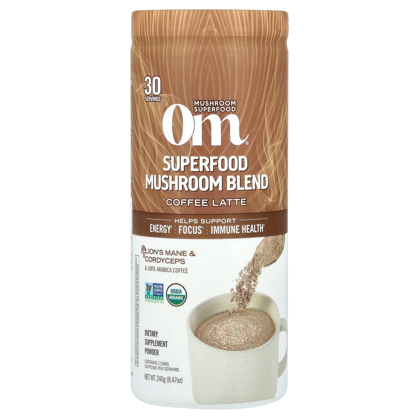 Om - Mushroom Coffee Latte Blend - 8.47 Oz.