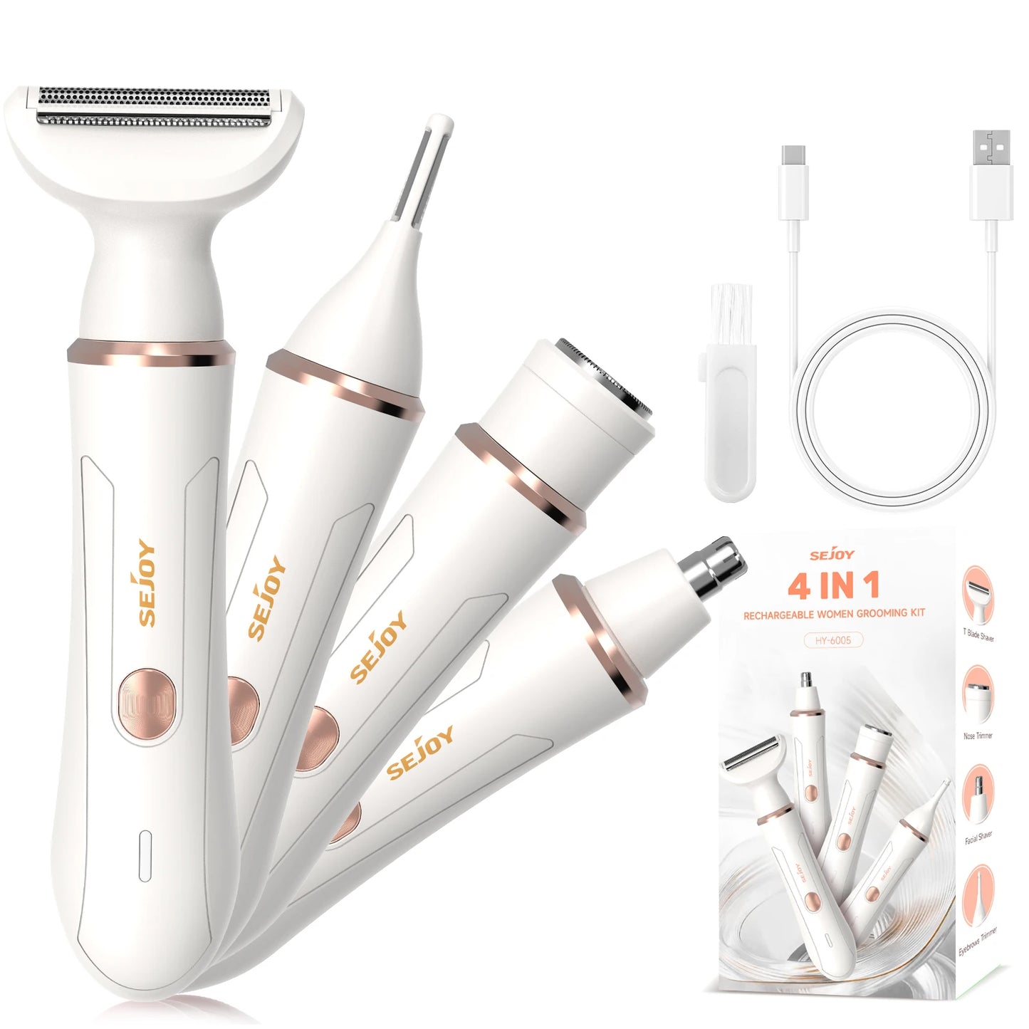 Portable 4 in 1 Electric Razors for Women for Face Nose Eyebrow Beard Mustache Arm Leg Armpit Bikini Women‘S Body Shaver Set