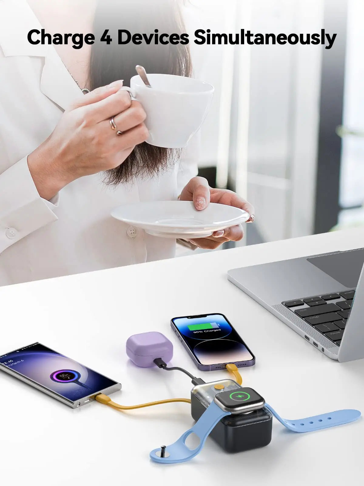 10000Mah Portable Charger for Apple Watch,Iphone,Samsung Power Bank Built-In Cables PD 20W Fast Charging Battery Pack