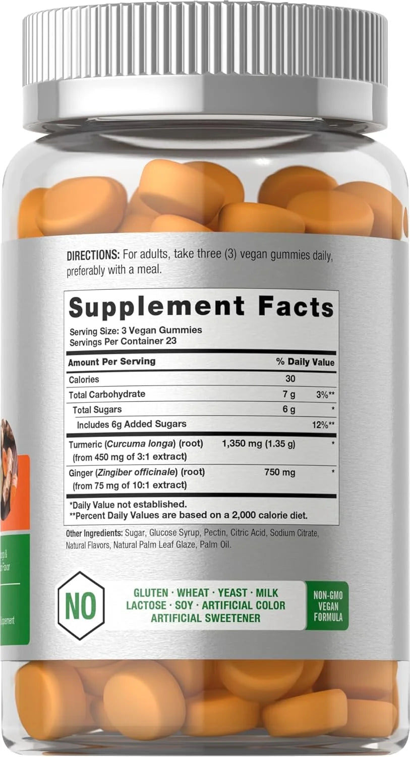 Turmeric Curcumin with Ginger Gummies | Mango & Peach Flavor for Men and Women | by