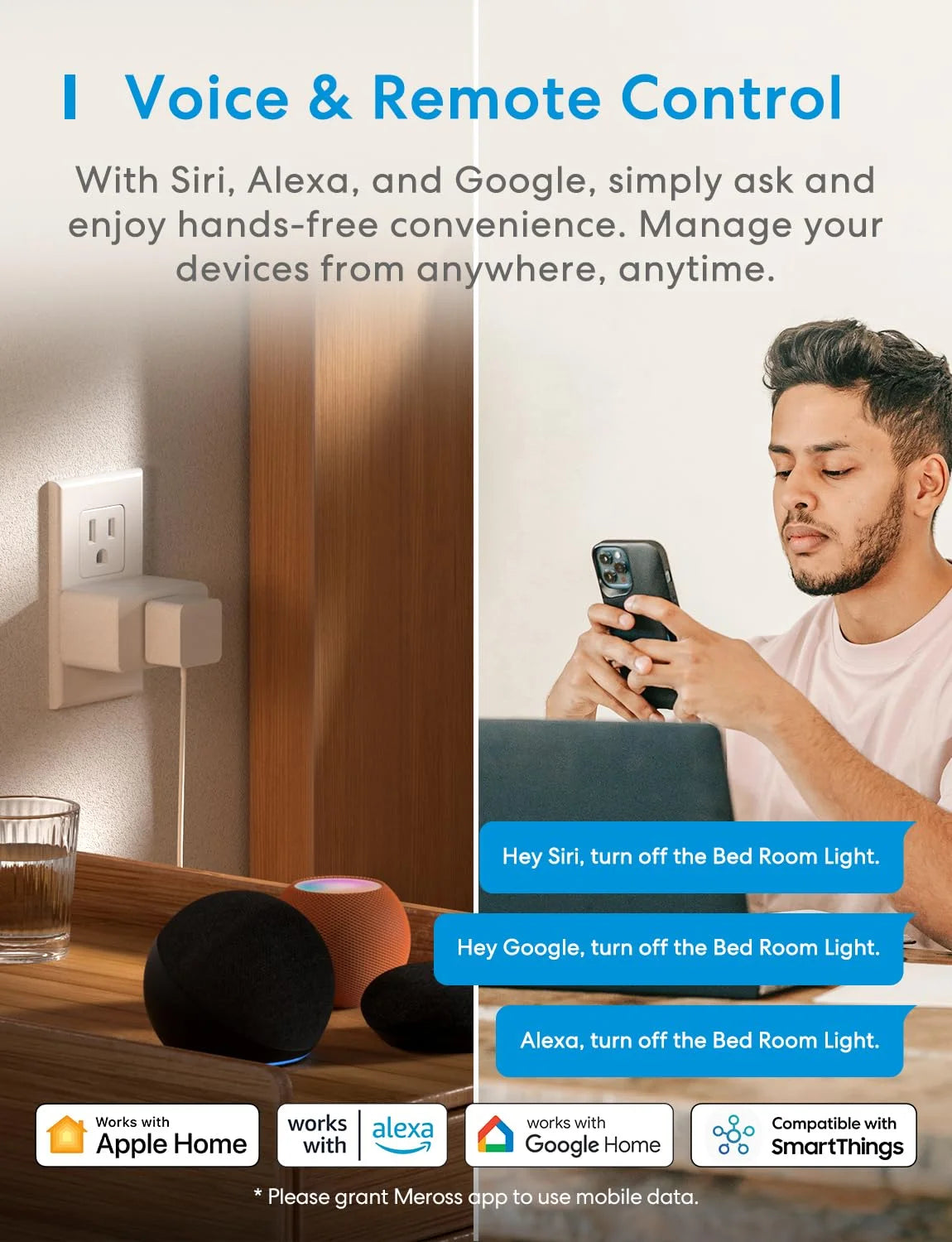 Smart Plug Mini, 15A & Reliable Wifi, Support Apple Homekit, Siri, Alexa, Echo, Google Home, Nest Hub and Smartthings, App Control, Timer, No Hub Needed, 2 Pack