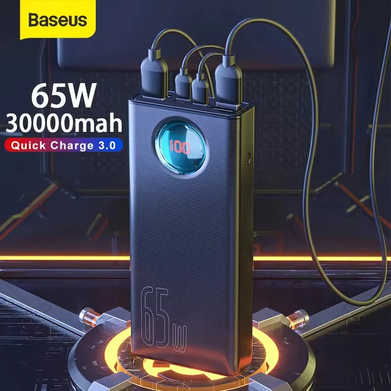 Power Bank 30000Mah 65W PD3.0 Quick Charging 3.0 FCP SCP Portable External for Iphone 14 12 13 Laptop Tablet Power Bank