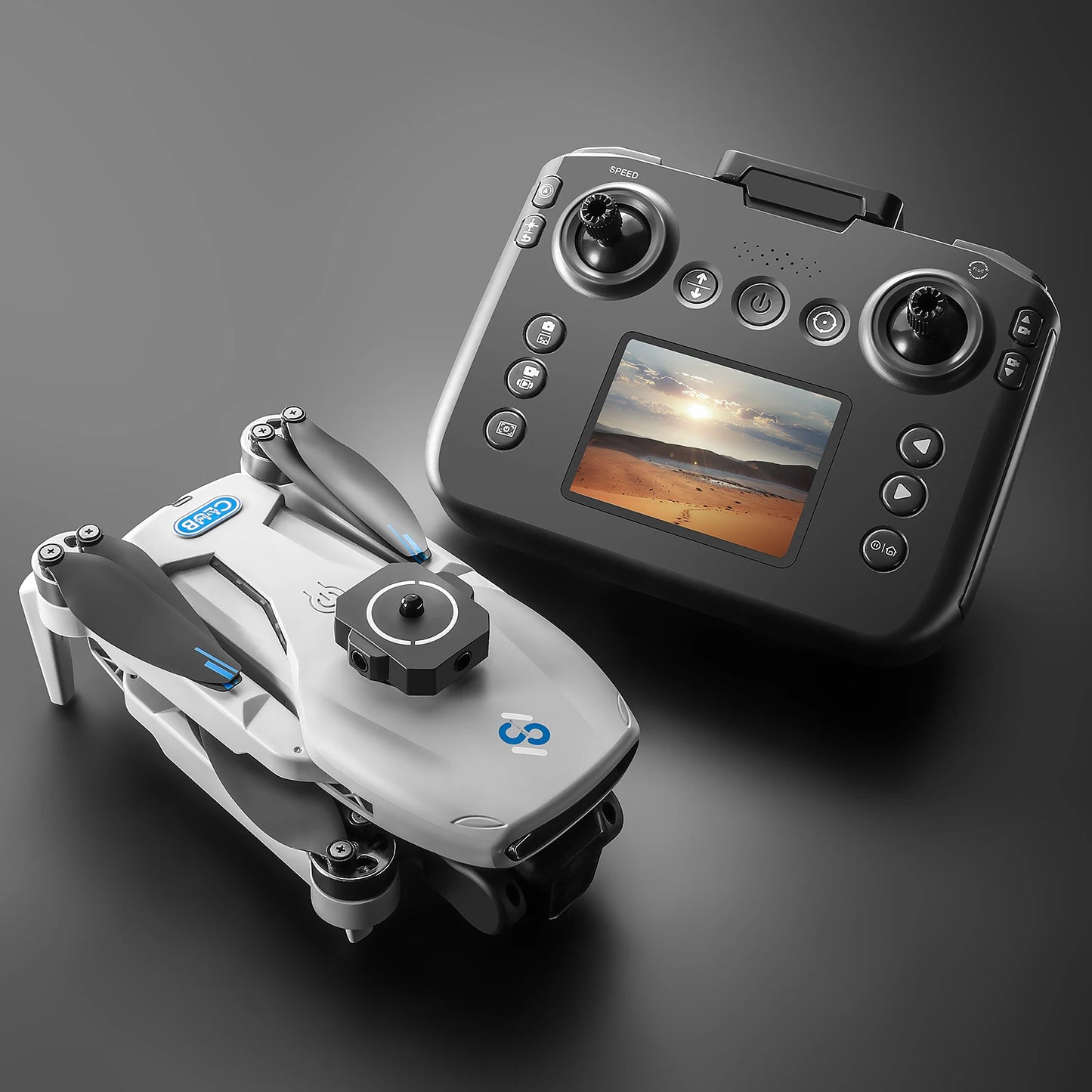 Long-Endurance Brushless Drone Dual Cameras Brushless Motor Foldable Quad Obstacle Avoidance 5.9Inch LCD Remote Controller